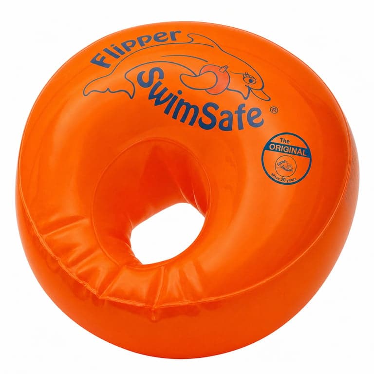 Aripioare de înot Flipper SwimSafe 1010, portocalii, cu nucleu din spumă PE, pentru copii de 1-6 ani, 30x20 cm — din 2 bucăți, una dintre aripioare este tăiată (stare: vezi a 2-a imagine)