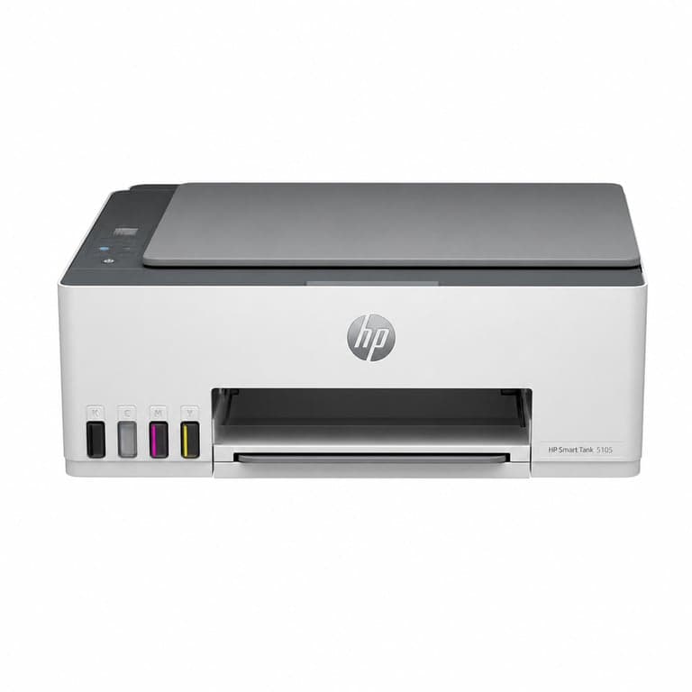 Imprimantă multifuncțională color cu jet de cerneală 3-în-1 HP Smart Tank 5105 1F3Y3A — aproape goală, fără cerneală cyan (stare: vezi a 2-a fotografie)