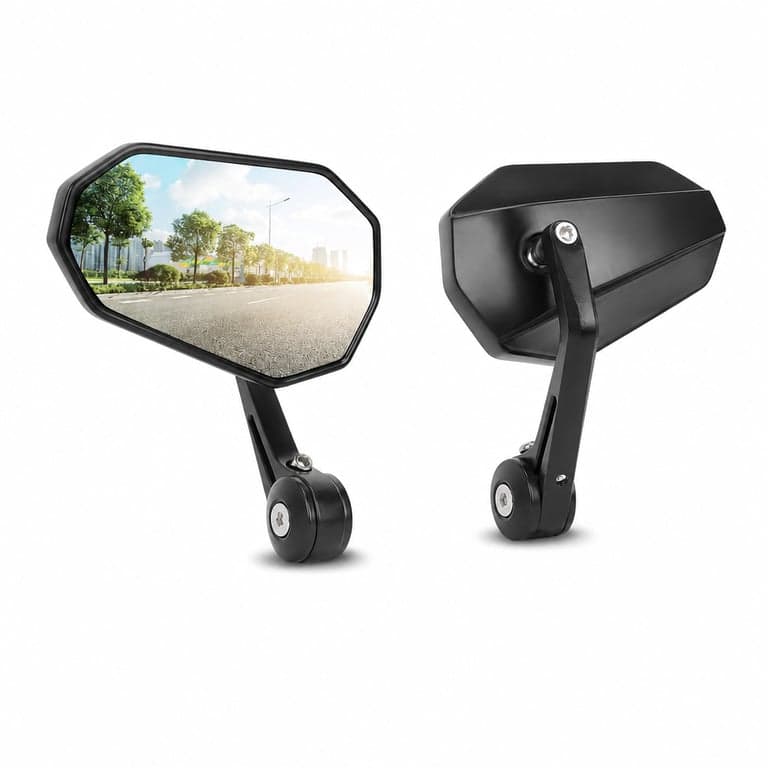 Oglindă retrovizoare universală pentru motocicletă SUPAREE - rotire la 360°, aluminiu — fără adaptor pentru ghidon (stare: vezi a 2-a imagine)