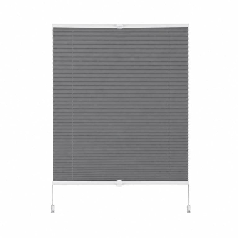 Rulou opac plisat Sekey cu fixare prin clipsare fără găurire, 75x210 cm, gri închis, rulou fereastră blocare lumină, cu suporturi de prindere, incomplet