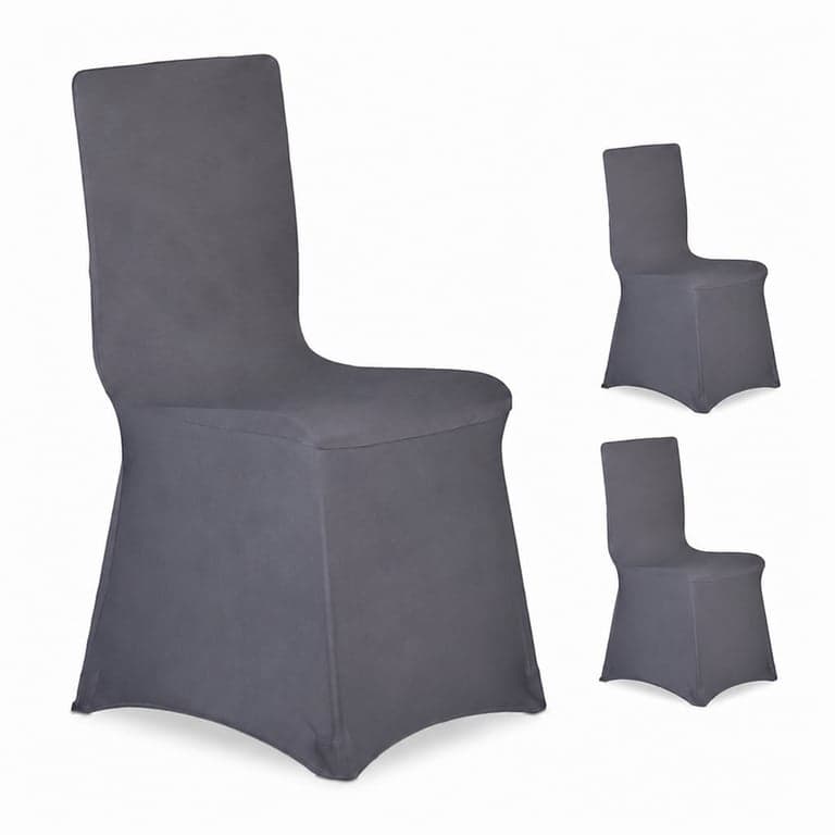 Set 3 Huse pentru Scaune Relaxdays, Husă Elastică Universală pentru Scaune de Banchet, Antracit, Decor pentru Evenimente și Sărbători