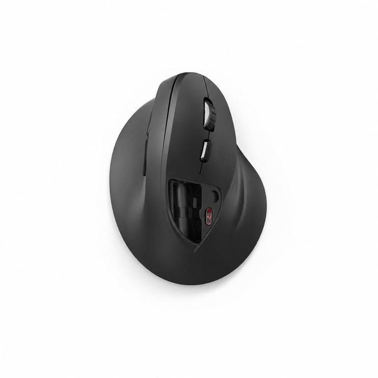 Mouse vertical ergonomic fără fir Hama pentru dreptaci 1800 DPI negru - utilizat — capacul bateriei lipsește (stare: vezi a 2-a imagine)