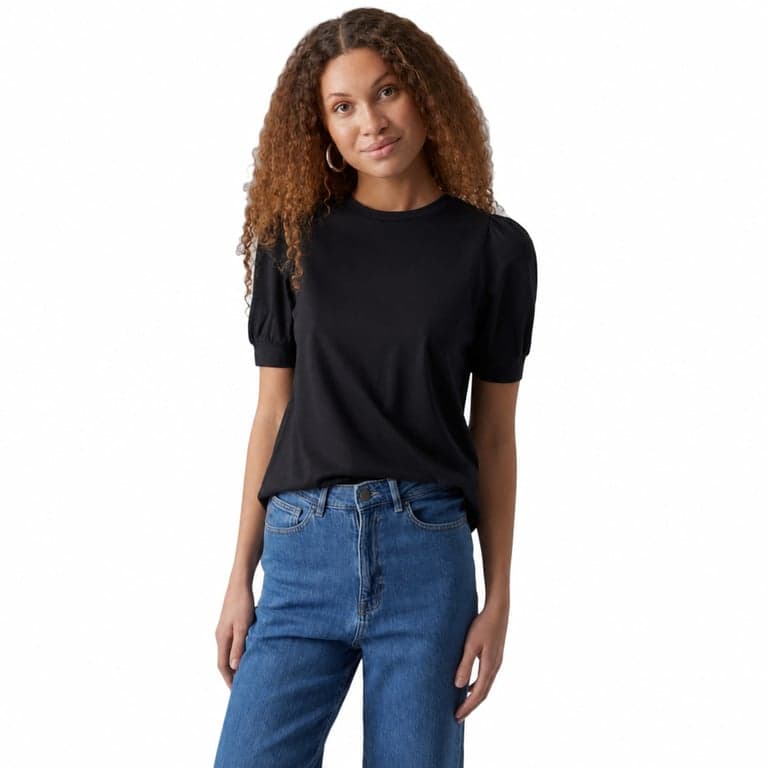 Tricou damă Vero Moda Vmkerry 2/4 cu decolteu rotund, negru, mărimea S (mărime reală: M) - utilizat — neconcordanță mărime: M (stare: vezi poza 2)