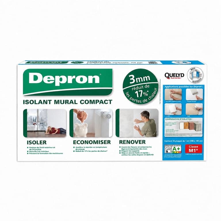 Panouri termoizolante de perete Depron Quelyd, 3 mm grosime, alb, 100x100 cm, izolație interioară, set 16 bucăți (stoc incomplet)