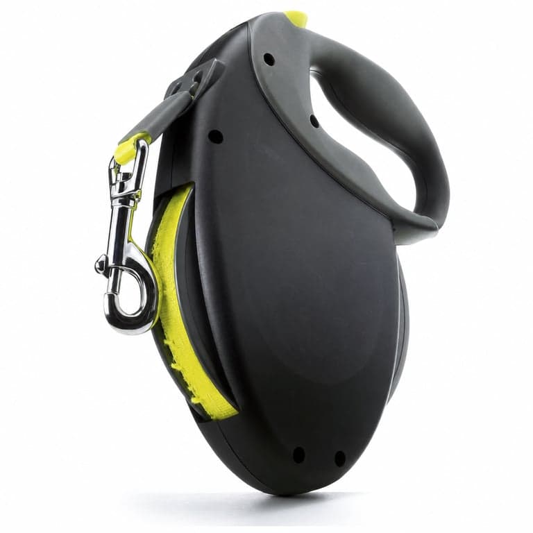 Lesă retractabilă pentru câini flexi Giant Professional L, bandă 10 m, negru/galben neon, max. 50 kg – — Banda este uzată (stare: vezi a 2-a imagine)