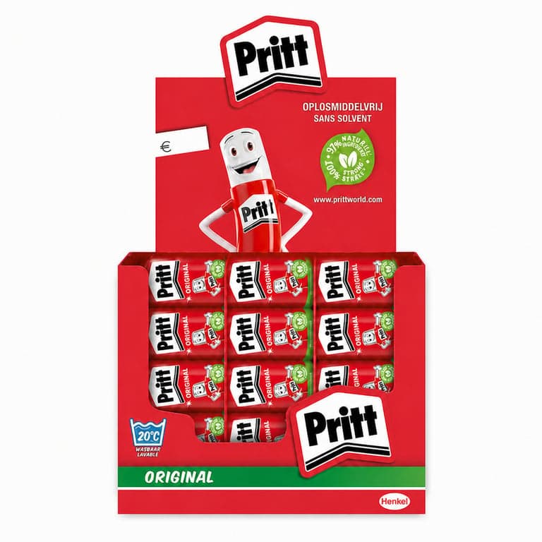 Lipici stick Pritt Original 22 g, pentru școală și birou, sigur pentru copii, lavabil, pachet de 18 bucăți