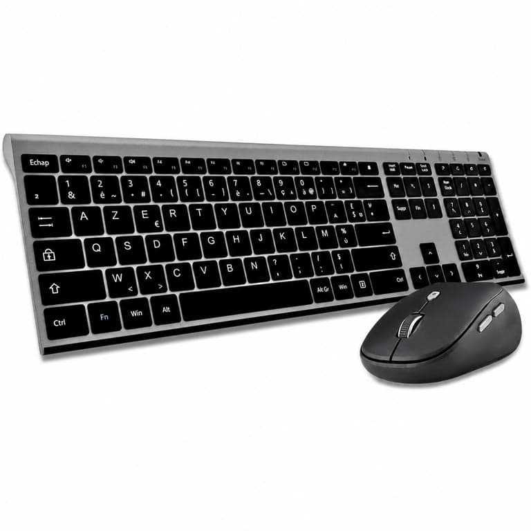 Set tastatură și mouse wireless Bluestork Graphic Smart Dongle, negru, vândut fără stick USB (stare: vezi a 2-a fotografie)