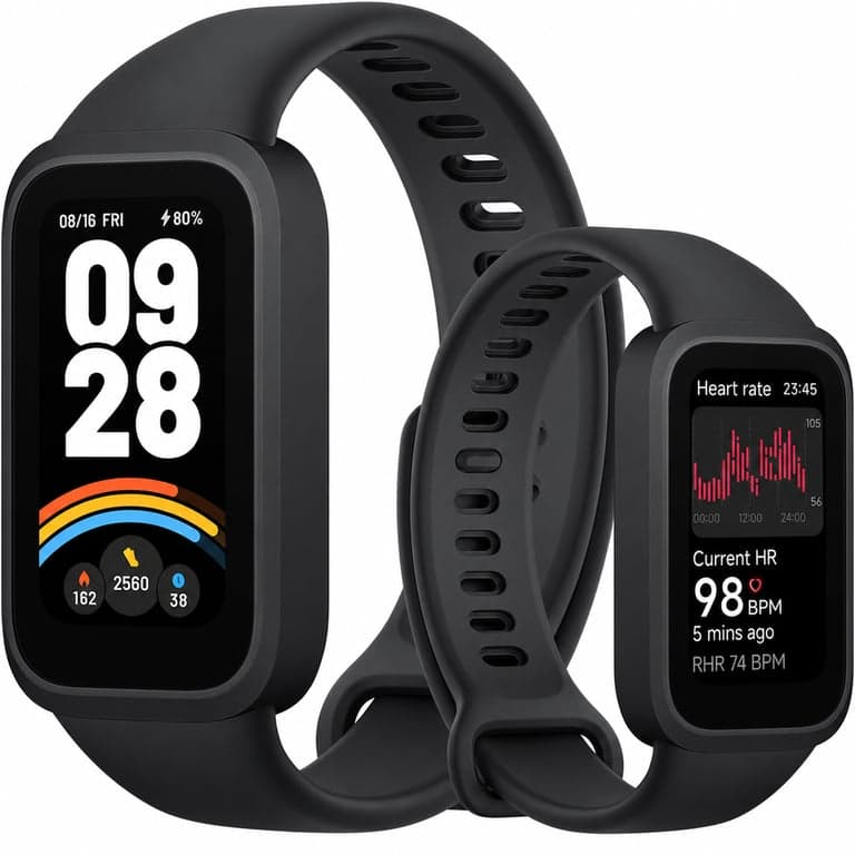 Brățară inteligentă Xiaomi Smart Band 9 Active neagră - netestată, cablu de încărcare — netestat (nu include cablu de încărcare) (stare: vezi a 2-a fotografie)