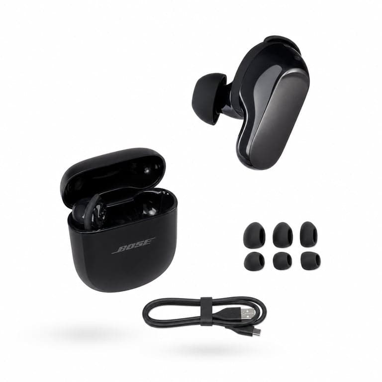 Căști Bluetooth Bose QuietComfort Ultra — defecte, funcționează parțial: casca stângă este deteriorată, nu se aude nimic (stare: vezi a 2-a fotografie)