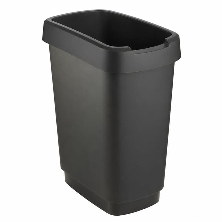 Coș de gunoi de bucătărie Rotho Salsa cu capac, 25 litri, plastic negru — Capacul basculant lipsește (stare: vezi imaginea a 2-a)