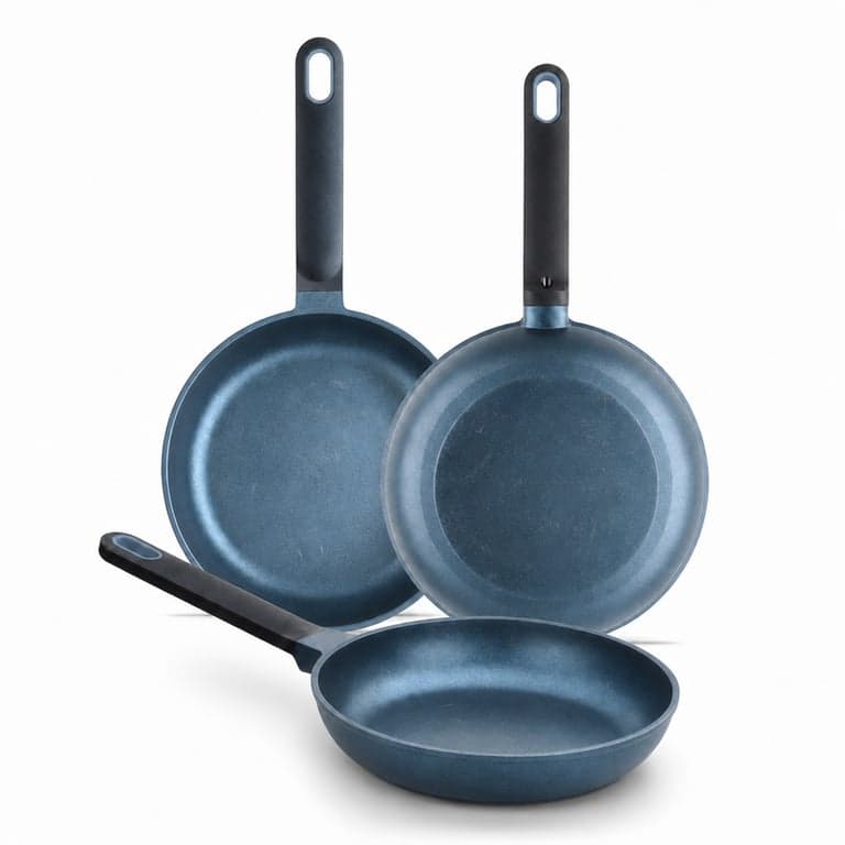 Set 3 tigăi din aluminiu turnat BRA Daily Pro (20-24-28 cm) antiaderente — Prezintă zgârieturi ușoare (stare: vezi a 2-a fotografie)