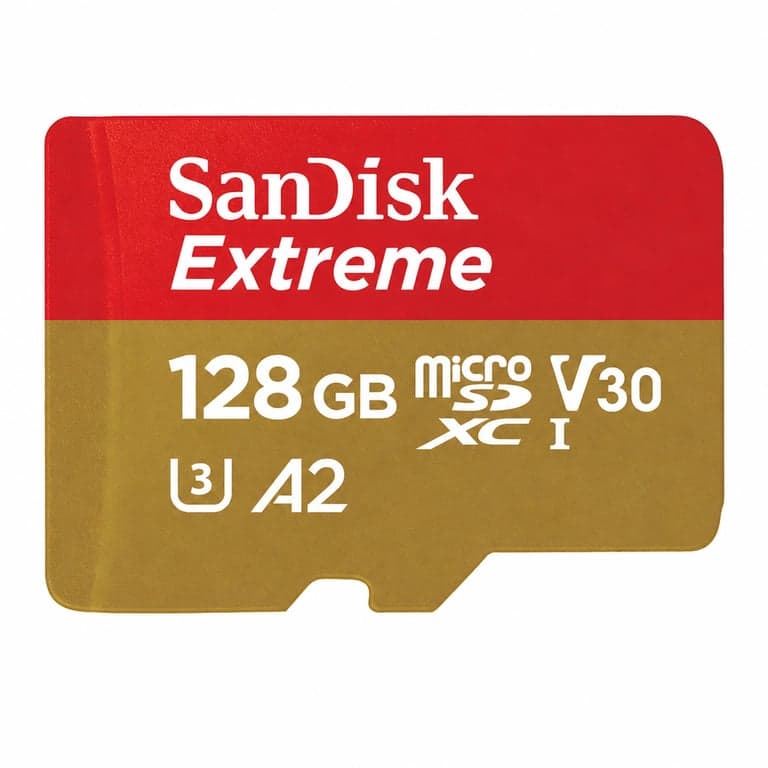 Card de memorie SanDisk Extreme microSDXC 128 GB UHS-I U3 V30 A2 Class 10 pentru camere de acțiune — Adaptorul lipsește (stare: vezi a 2-a imagine)