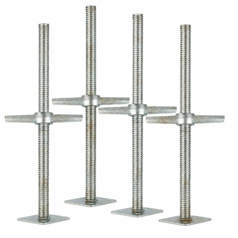 TTBDEHTK Tijă filetată reglabilă pentru schelă, zincată, 61 cm, set de 4 bucăți, utilizată — prezintă pete de rugină, murdară și uzată (stare: vezi a 2-a imagine)