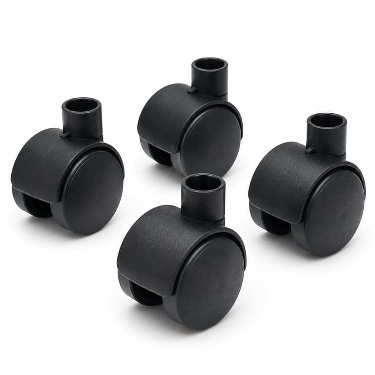 Roți Iris Ohyama DC-004 pentru comodă cu sertare, 4 bucăți, negru, plastic, piesă de schimb pentru dulap gri