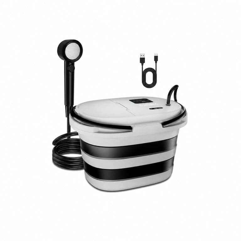 Duș de camping Spopal cu pompă încorporată de 13000 mAh și rezervor de 20 litri — fără suport pentru duș și fără burete de baie (stare: vezi a 2-a imagine)