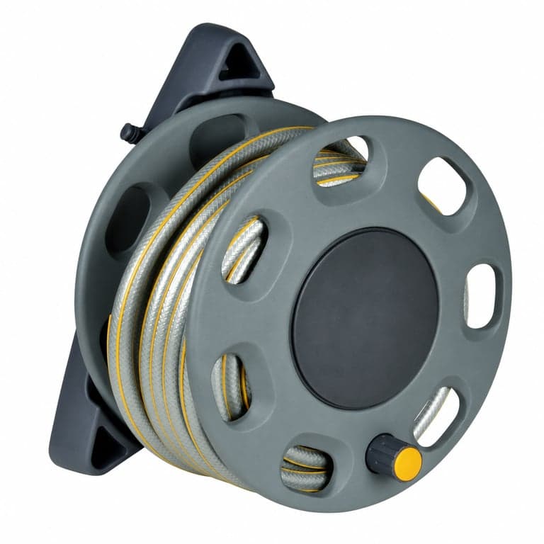 Tambur pentru furtun Hozelock 2422R0000 cu montare pe perete, cu 15 m de furtun, capacitate maximă 30 m, pentru udarea grădinii, accesorii incomplete, stare ca nouă