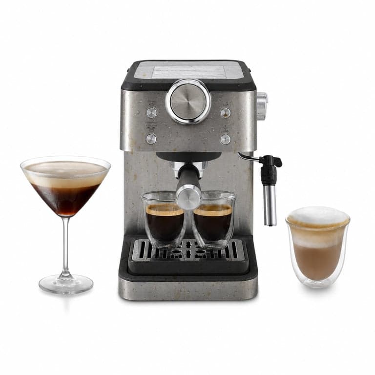 Espressor cu portafiltru De'Longhi Classic EM450.M cu spumator de lapte, 15 bari, rezervor de apă de 1,7 l — Prezintă urme de picături de apă (stare: vezi poza a 2-a)
