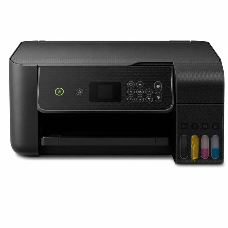 Imprimantă Epson EcoTank ET-2870 A4 Wi-Fi cu rezervor de cerneală — Setul de cerneală este consumat, iar culoarea galbenă este scursă (stare: vezi a 2-a fotografie)