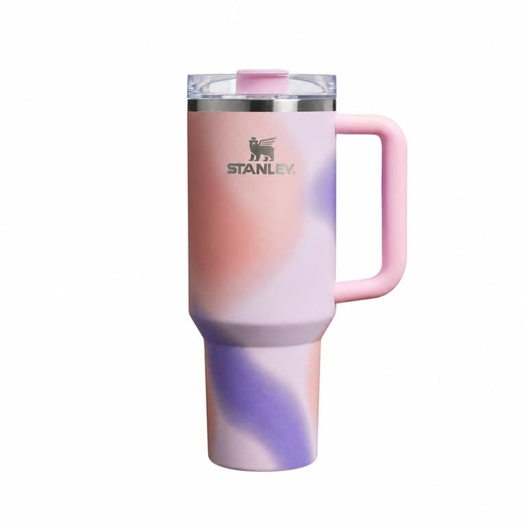 Pahar termo Stanley Quencher H2.0 FlowState cu mâner, 1,2 l, ombré roz-mov (Rose) — fără pai (stare: vezi a 2-a poză)