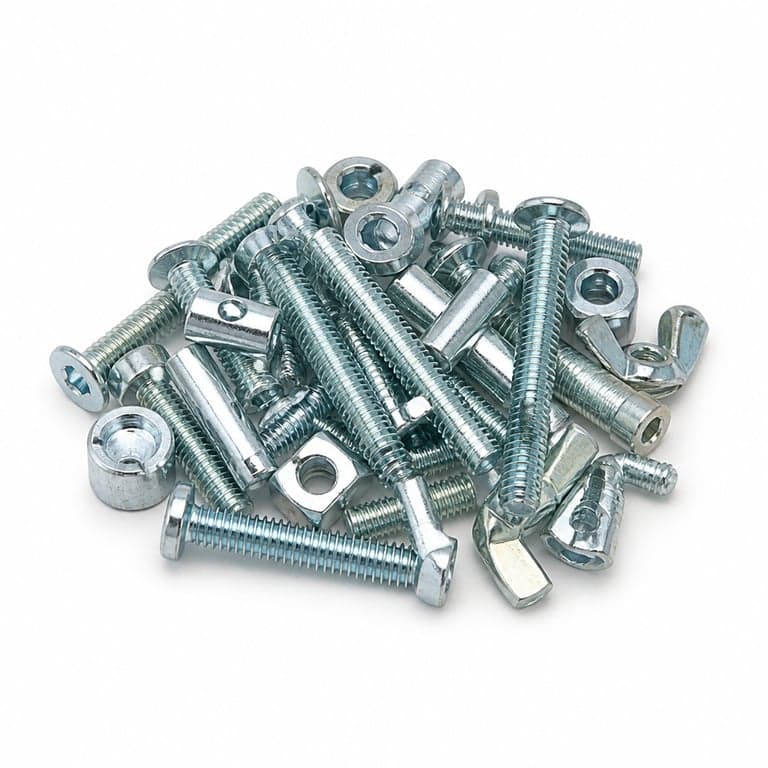 Set de șuruburi babybay Maxi pentru pătuț atașabil și pătuț pentru copii, elemente de fixare din oțel galvanizat, set de piulițe și șuruburi pentru mobilier din lemn de fag