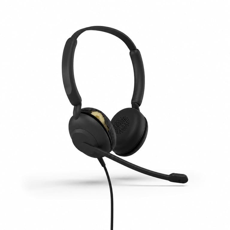 Căști cu fir Jabra Evolve 10 USB-A — pentru piese/dezmembrat: Căptușeala interioară a perniței urechii stângi este ruptă (stare: vezi a doua imagine)