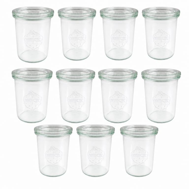 Borcan Weck Sturzform cu capac de sticlă, 160 ml, transparent, pentru deserturi, capac RR 60 mm, set de 11 bucăți (pachet incomplet)