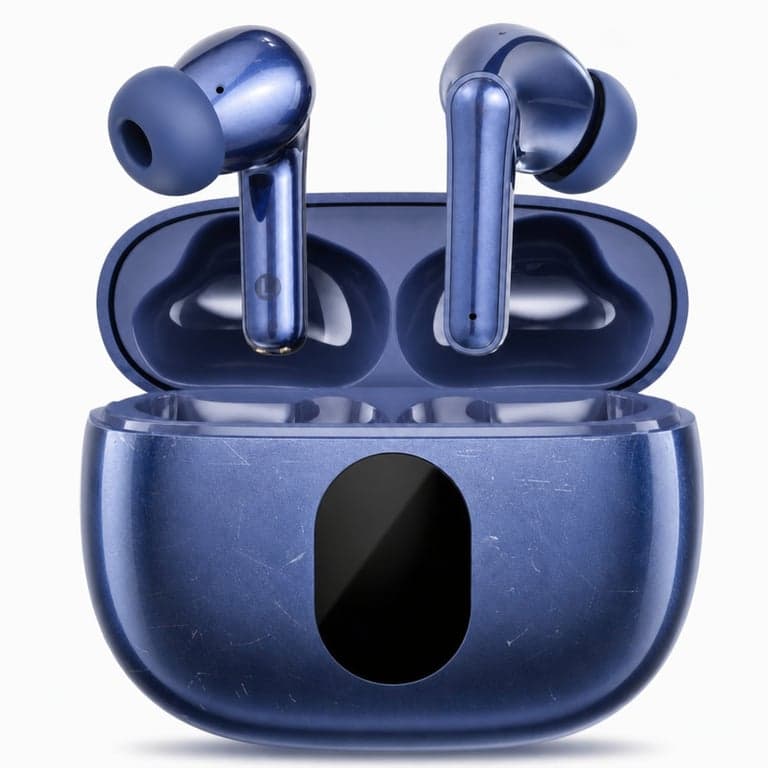 Căști True Wireless ZZU Balu Bluetooth 5.4, 4 microfoane cu anulare a zgomotului ENC, carcasă de încărcare cu LED — zgârieturi pe dock (stare: vezi a 2-a imagine)
