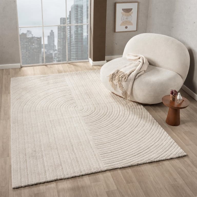 Covor modern cu fir scurt VIMODA pentru living și dormitor, stil Boho — Urme vizibile de utilizare pe covor (stare: vezi imaginea a 2-a)