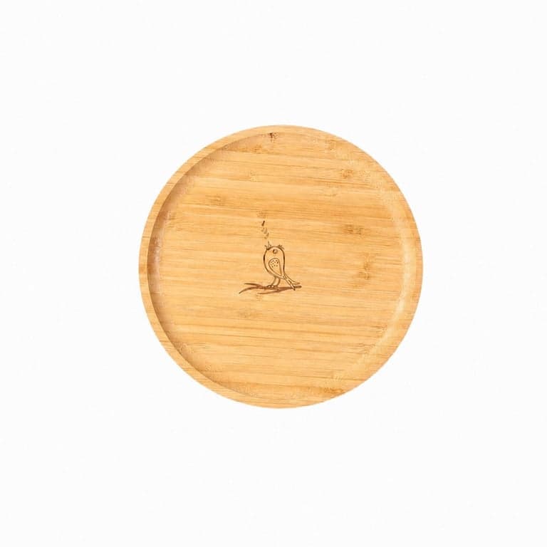 Set de farfurii din bambus stil WW cu model de pasăre – set, farfurie din lemn pentru copii, set decorativ de masă, cadou — set de 1 bucată