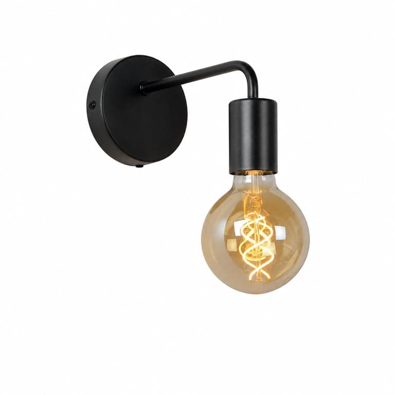 Lampă de perete Lucide Scott cu dulie E27, neagră, lampă de perete metalică cu un braț pentru utilizare în interior (fără bec) (stare: vezi a 2-a imagine)