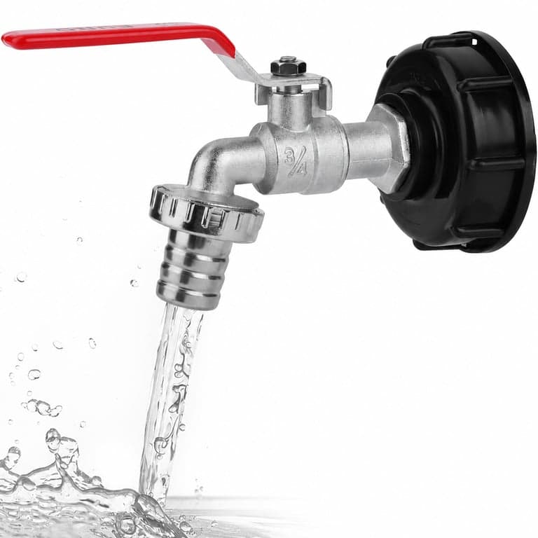 Robinet pentru rezervor IBC HOTUT, 3/4 inch, adaptor S60x6, alamă, 1000 litri — fără conector de furtun și adaptor (stare: vezi a 2-a imagine)