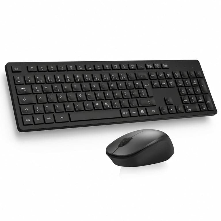 Set tastatură și mouse wireless LeadsaiL K786, negru — stick-ul Bluetooth nu este inclus în pachet (stare: vezi a 2-a imagine)