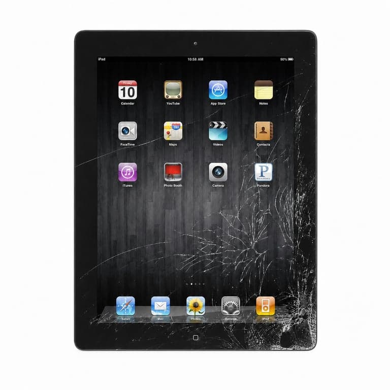 Tabletă Apple iPad 4 Retina 9,7" 16GB Wi-Fi negru — ecran spart, reacționează la încărcare, pentru piese (stare: vezi a 2-a imagine)