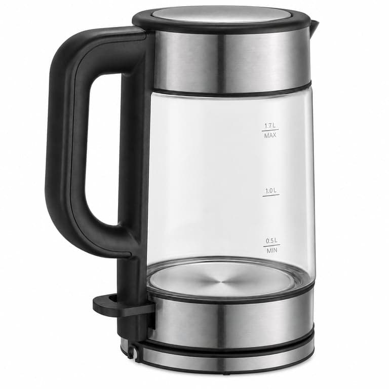 Fierbător electric Xiaomi Mi Kettle Glass BHR7423EU, negru, din sticlă — defect, pentru piese: butonul de pornire nu funcționează (stare: vezi a doua imagine)