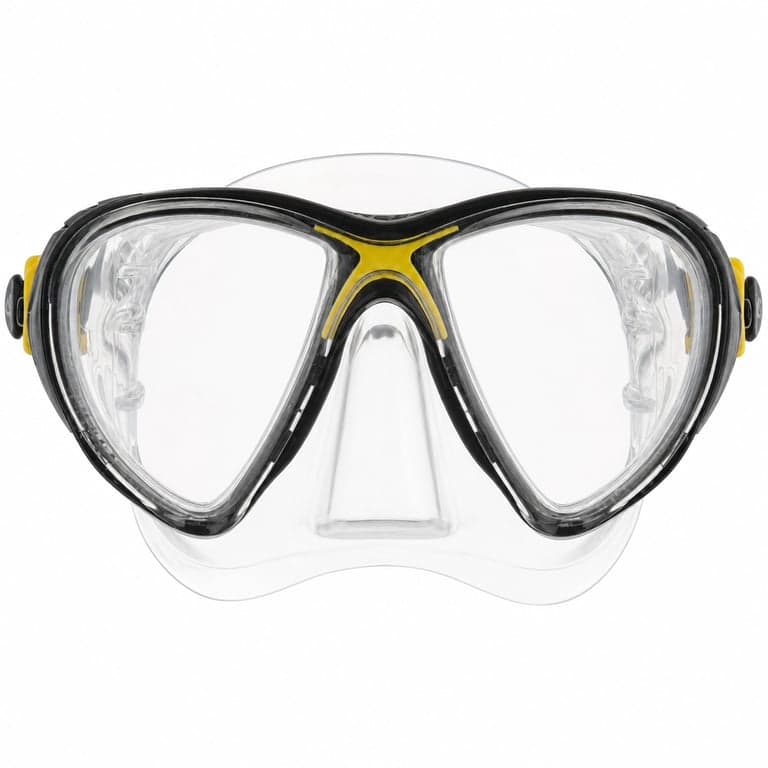 Mască de scufundări Cressi Big Eyes Evolution Crystal pentru adulți, cu ramă transparentă-galbenă — Doar masca (stare: vezi a 2-a imagine)