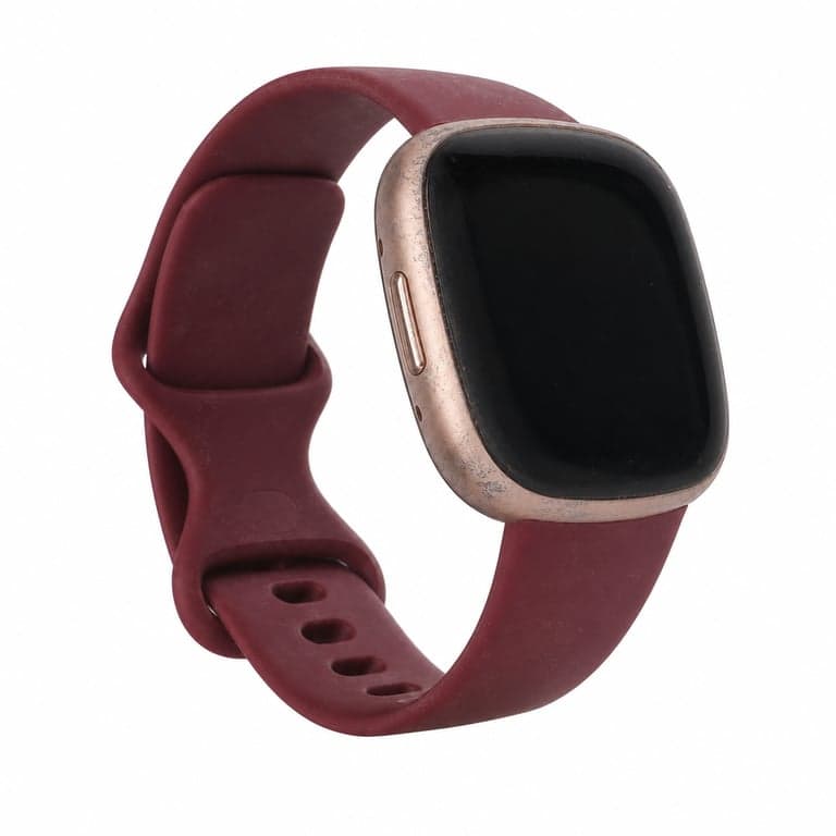 Ceas inteligent Fitbit Versa 4 cu curea din silicon roșu zmeură și carcasă din aluminiu rose gold — Urme vizibile de utilizare și uzură (stare: vezi a 2-a imagine)
