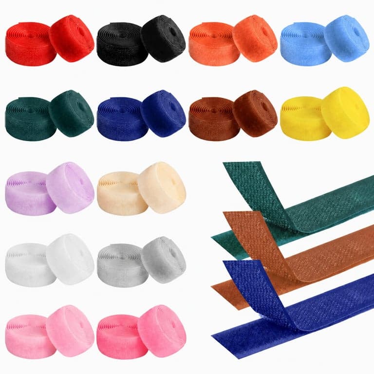 Bandă cu scai Qichan pentru cusut, 14 culori, 20 mm x 1 m, bandă tip arici pentru haine și textile DIY, set de 27 piese
