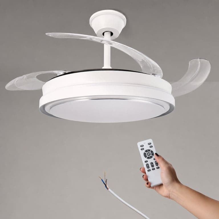 Ventilator de tavan Mimotec cu iluminare LED, telecomandă, motor DC, 6 viteze — defect, pentru piese: nu funcționează (stare: vezi a 2-a poză)