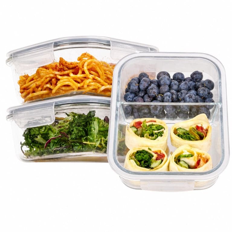 Set 3 recipiente din sticlă pentru depozitarea alimentelor Vtopmart cu capac, 975 ml — Recipientele au fost utilizate, conform imaginilor (stare: vezi a doua fotografie)