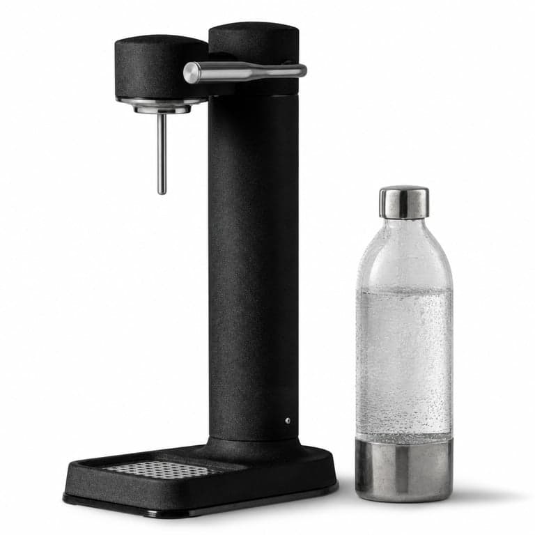 Aparat de carbonatare Aarke Carbonator 3, oțel inoxidabil negru, cu sticlă PET de 800 ml fără BPA, utilizat ușor (stare: vezi a doua imagine)