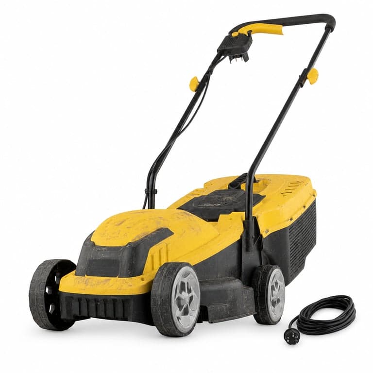 Mașină de tuns iarba electrică Powerplus POWEG62205, 1300 W, lățime de tăiere 320 mm — defectă, pentru piese: nu pornește (stare: vezi a 2-a fotografie)
