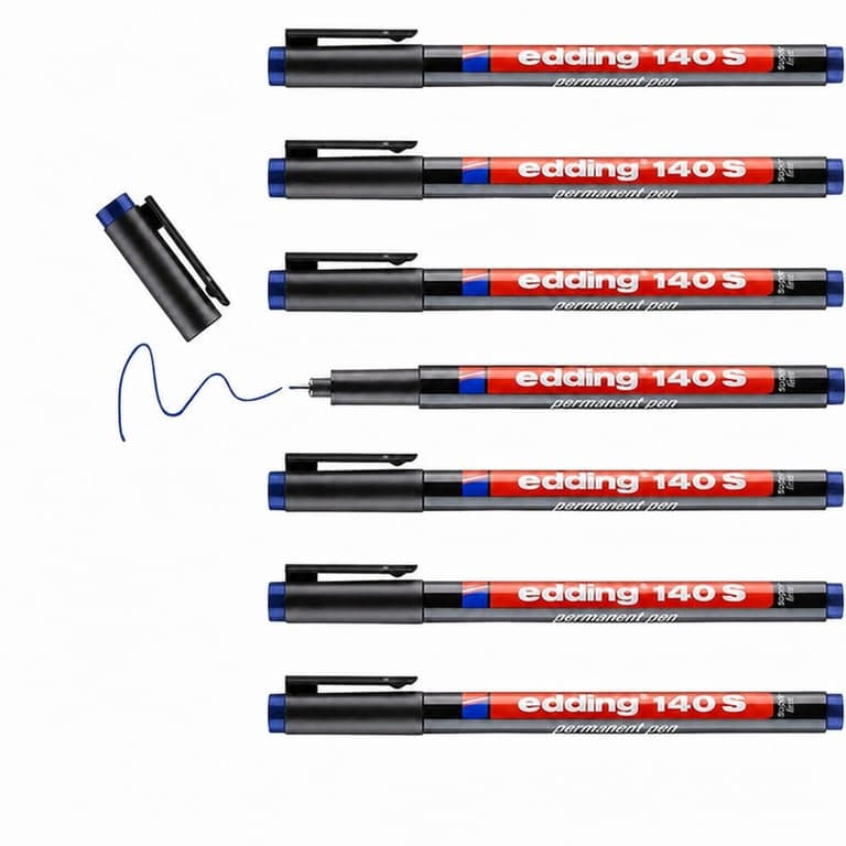 Marker permanent pentru folie edding 140 S - roșu - vârf rotund 0,3 mm - pentru sticlă, plastic, folie - cu uscare rapidă, rezistent la apă - set de 9 bucăți