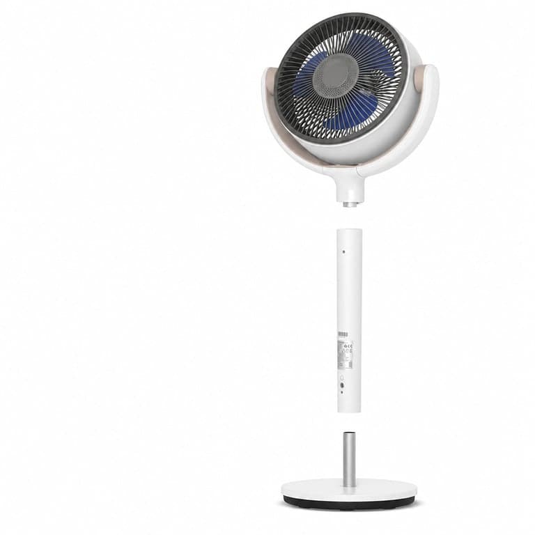 Ventilator inteligent cu stativ DREO cu lumină RGB, circulație a aerului prin oscilație 120°+120°, silențios 20 dB, temporizator 8 ore, alb – Fără telecomandă