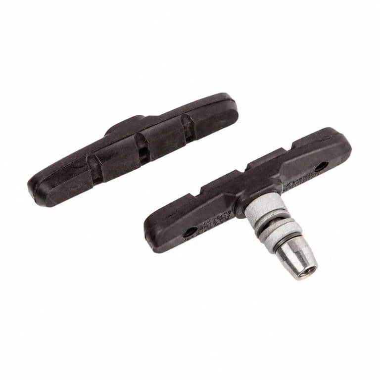 Sabot de frână MTB Shimano M70T4 pentru jante din aluminiu, 70 mm, negru/argintiu, 1 pereche — lipsesc piese mici de pe elementul din stânga (stare: vezi a 2-a poză)