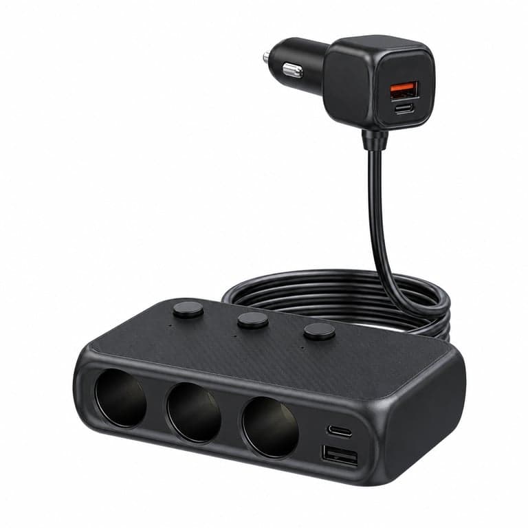 Splitter încărcător auto 9 în 1 GemCoo 171W, 3x12V/24V — netestat (netestat din cauza lipsei accesoriilor) (stare: vezi a 2-a poză)