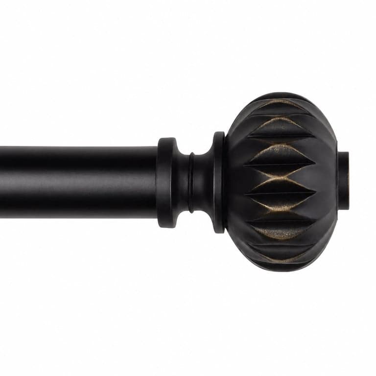 Galerie perdea extensibilă SZXIMU 182-365 cm, negru, diametru 25,4 mm, metal, cu suport reglabil și capete rotunde — lipsește un capăt (stare: vezi a 2-a imagine)