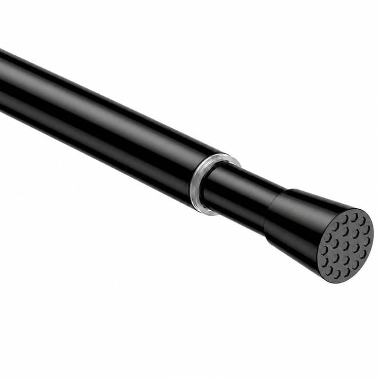 AIZESI Bară telescopică pentru perdea 60-90 cm Lungime Ø 13 mm Neagră, bară pentru fereastră fără găurire, set (Defect: lipsește un capăt la o bară) — set de 1 bucată