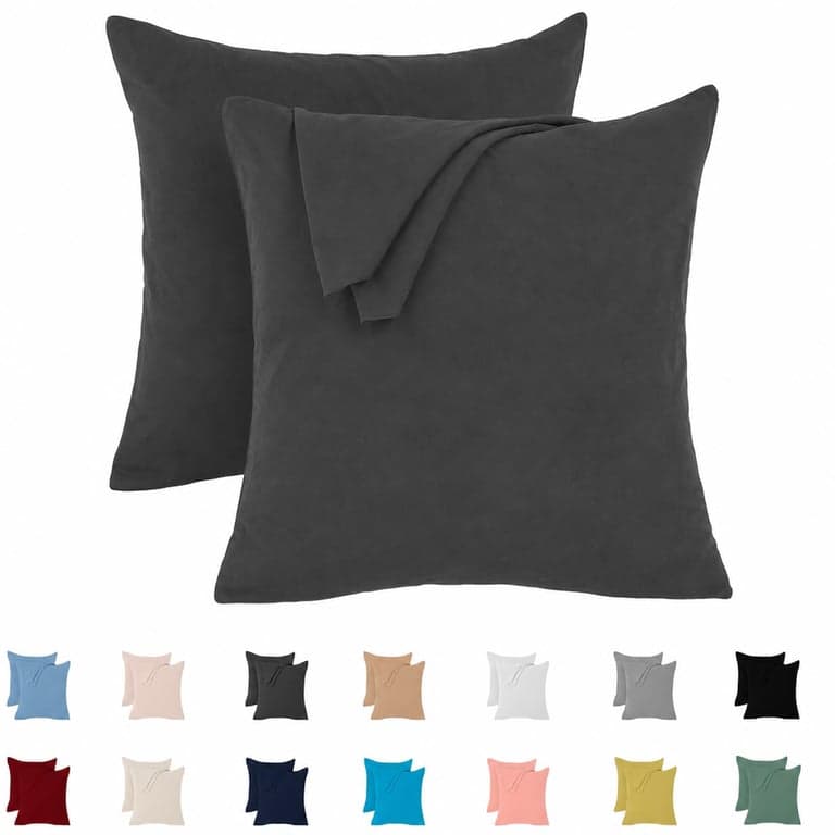 Husă de pernă din bumbac tip jersey Livessa 65x65 cm, 2 bucăți, 100% bumbac, cu fermoar, material respirabil, Oeko-Tex — utilizat (stare: vezi imaginea a 2-a)