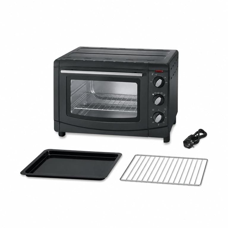 Mini cuptor cu convecție și toaster SEVERIN TO 2068, 20 L, 1500 W, negru, cu grătar — fără rotisor și piatră pentru pizza (stare: vezi a 2-a imagine)