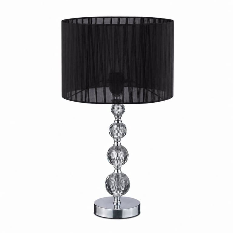 Lampă de masă Relaxdays cu design de cristal și soclu E27, negru — Se observă o crăpătură sub soclul lămpii (stare: vezi imaginea 2)